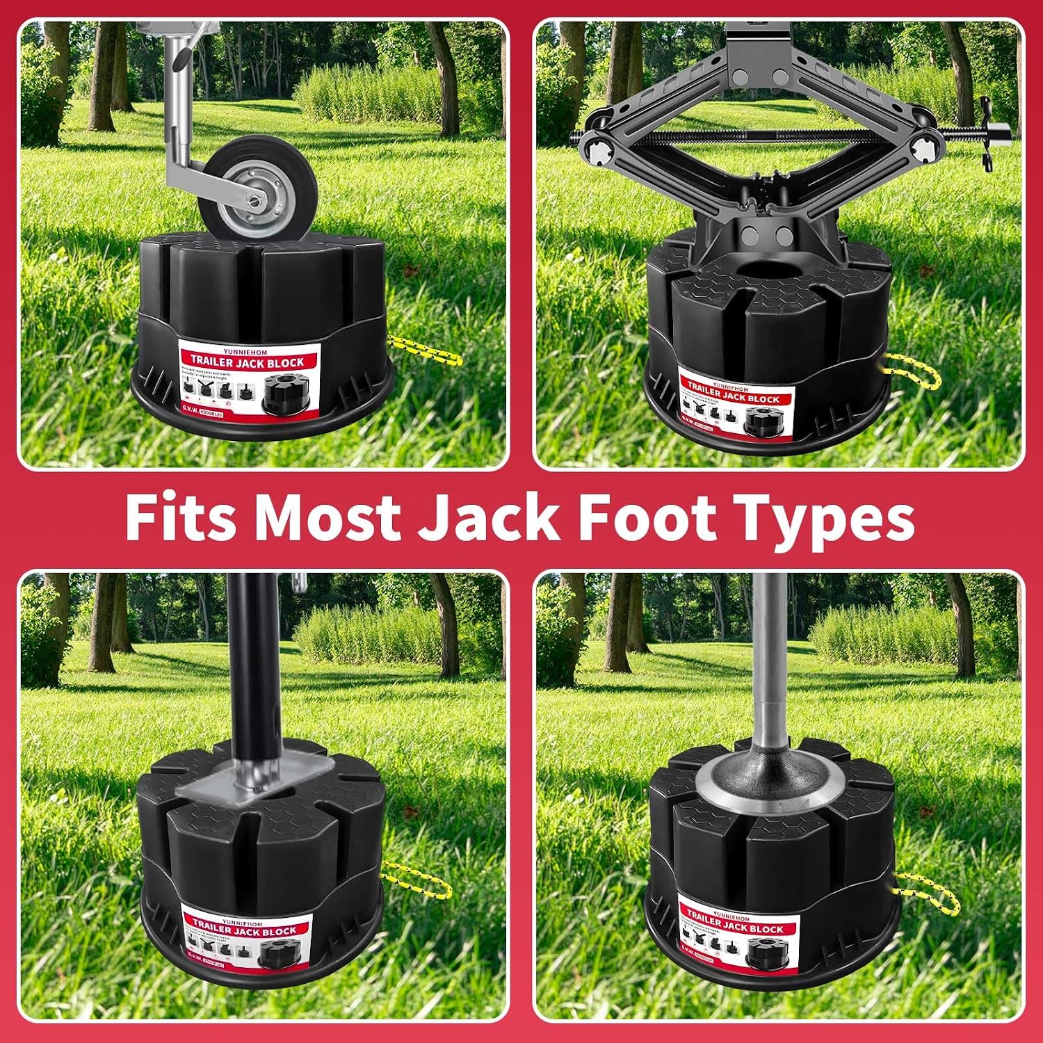 Trailer Jack Block 6’’H with Bag, Heavy Duty RV Stabilizer Blocks & Camper Leveling Blocks for Travel Trailer, Fits