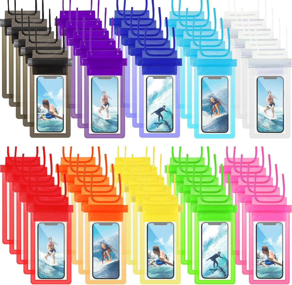 50 Pack Clear Waterproof Phone Pouch Universal Waterproof Phone Case Waterproof Pouch Dry Bag with Lanyard for Water