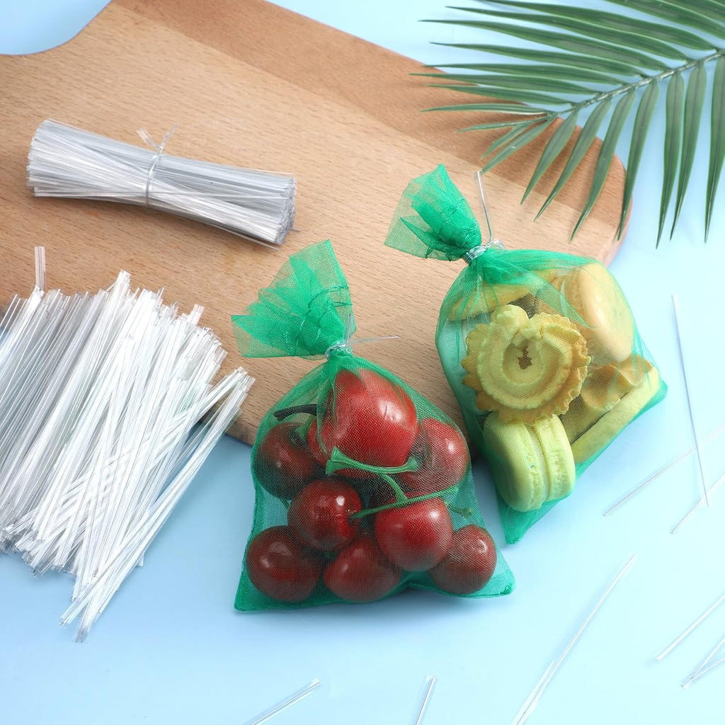 1000 Pcs Clear Twist Ties, 4 Inch Metal Wire Twists Tie Reusable Plastic Twist Ties for Plastic Bags Bread Coffee