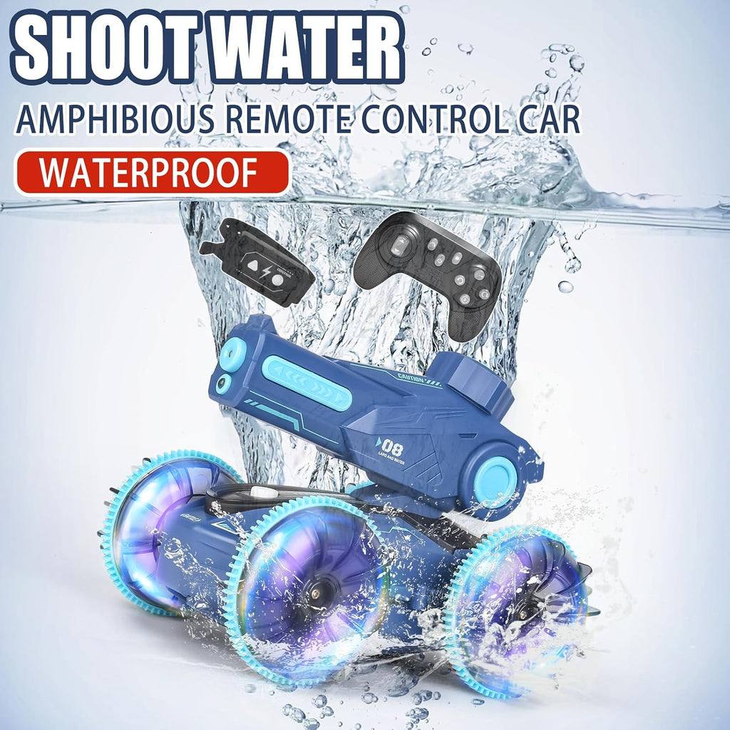 3-in-1 Remote Control Car, RC Boat & Water Gun - Amphibious RC Car for Land & Water, Adjustable Speed, Waterproof