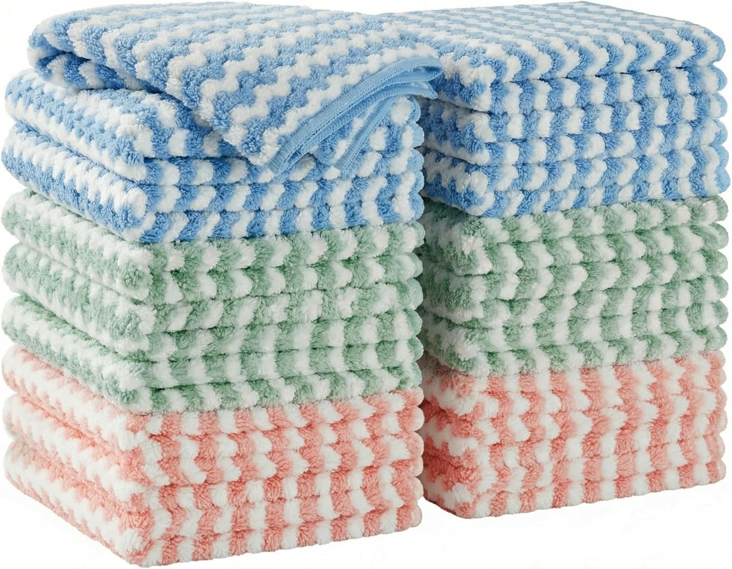 18 Pack Microfiber Cleaning Cloth, Kitchen Towels for Dish Drying Washing, Absorbent Streak Free Lint Free Rags for