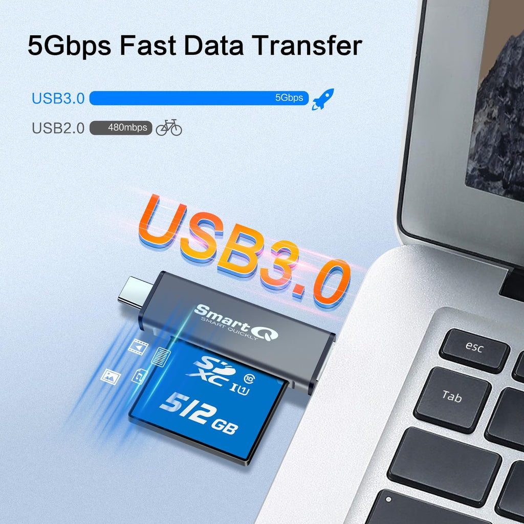 C350 USB C sd card reader and USB 3.0 Super Speed Memory Card adapter for MicroSDXC and SDHC Card, SD, SDXC, SDHC, SD