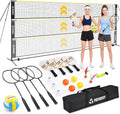 3-in-1 Badminton Volleyball Pickleball Net Set Adjustable Height | Backyard Outdoor Games, 17FT Portable Net, Height