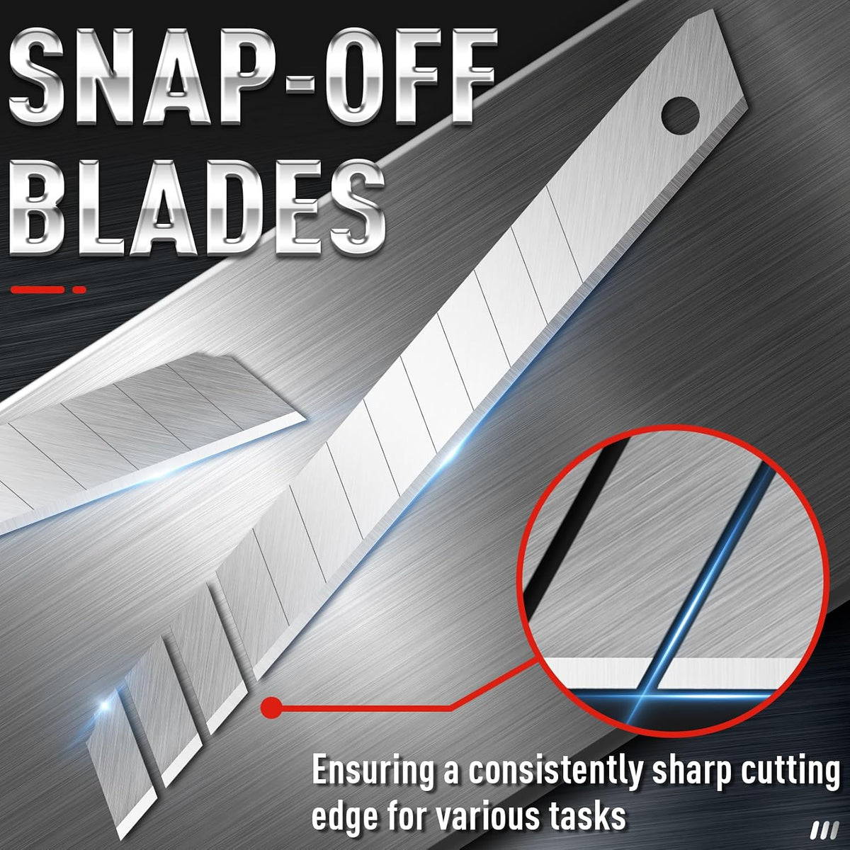 100 Pack Utility Knife Blades, 9mm Box Cutter Blades Refills (60°)