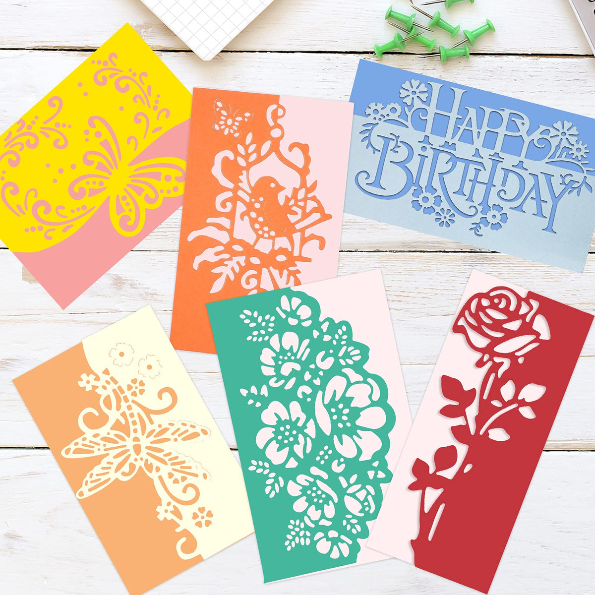 6 Pcs Metal Cutting Dies Flower Butterfly Bird Card Making Dies