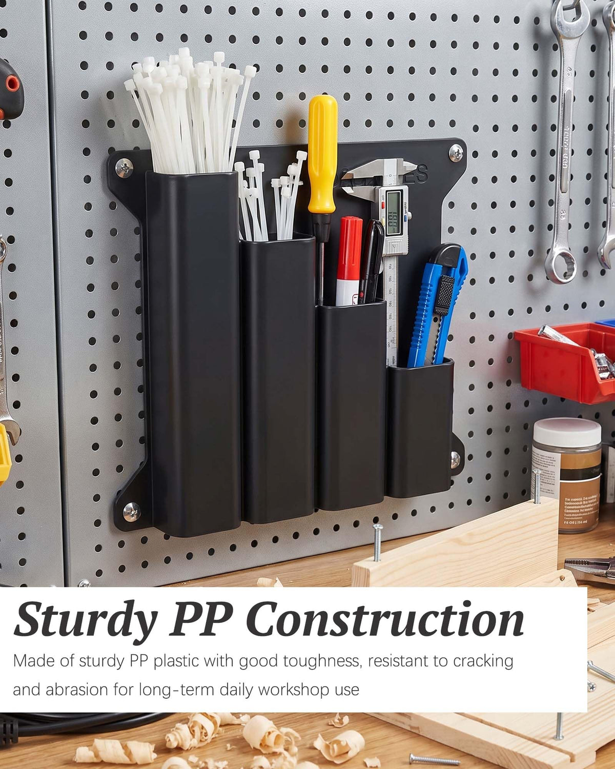 Zip Tie Holder Wall Mount Tool Organizer, Multi Compartment