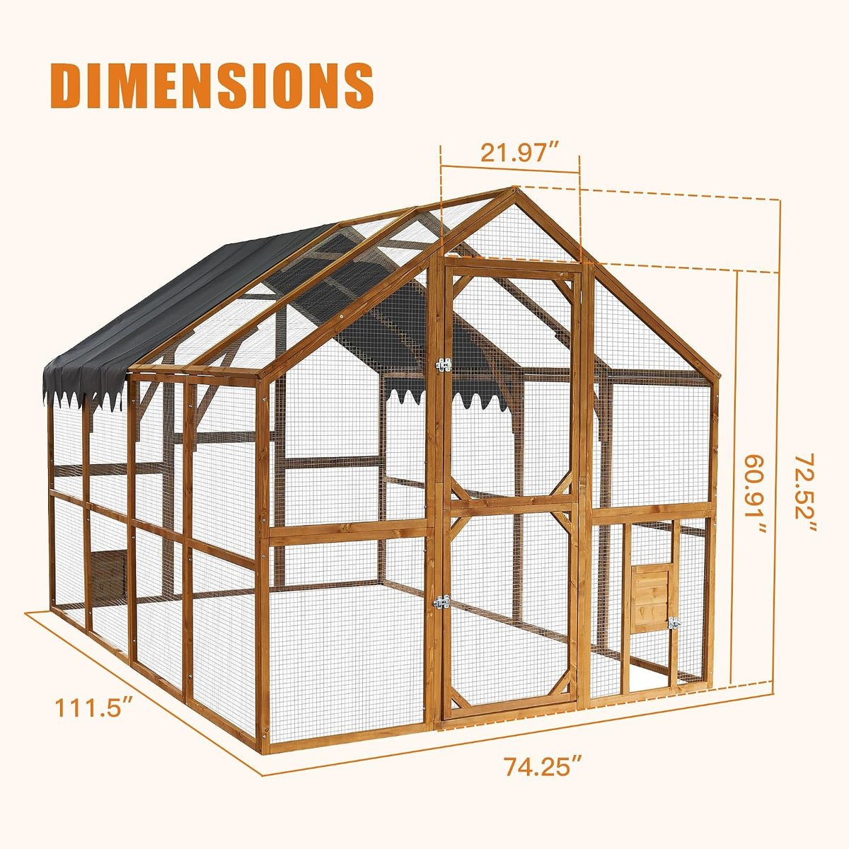 110" Large Walk-in Chicken Coop Enclosure with Waterproof Roof- Spacious Outdoor Yard, Pet Cage Playpen Farm Poultry