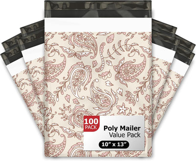 10x13 (100) Pink Paisley Summer Designer Poly Mailers Waterproof Self Sealing Tear Resistant Polymailers Shipping