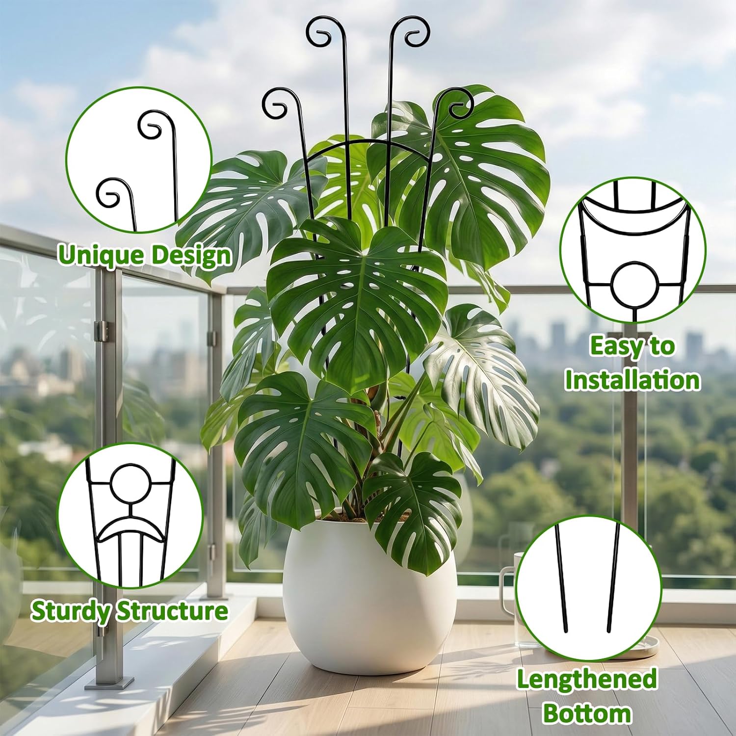 Monstera Plant Support - 32.6 Inch Tall Trellis with 2 Pack Plant Stakes for Your Large Climbing Monstera Deliciosa |