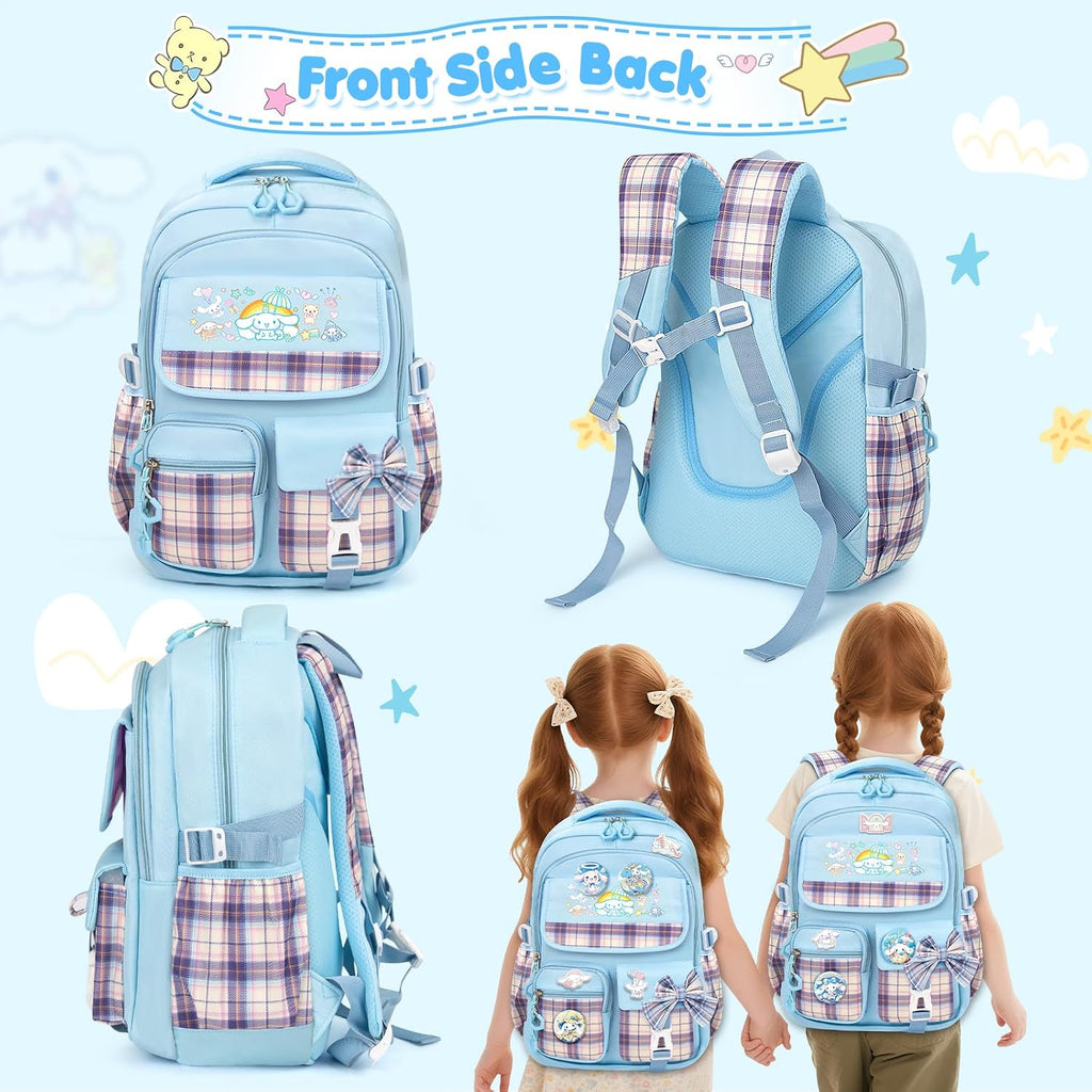 16.5/19IN School Backpack for Girls with 24Pcs Accessories, Anti-Theft Kids Backpack for Students, New Semester