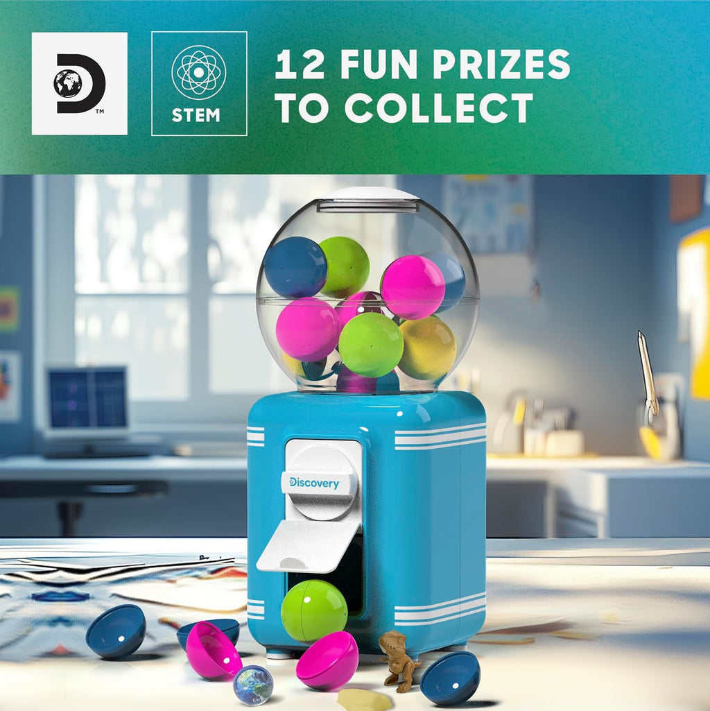 Toy Vending Machine for Kids| Dispense 12 Surprise Prize Capsules| Refillable Mini Gumball Machine Toy| Planet Bouncy
