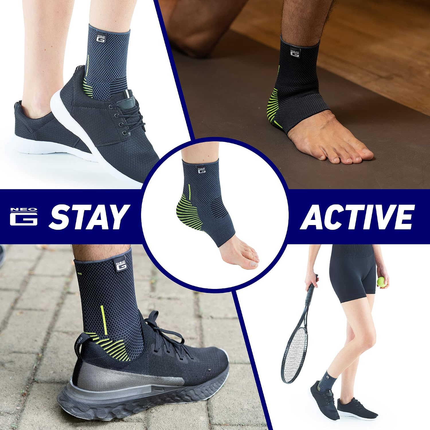 Ankle Compression Sleeve Sports – Active – Ankle Compression Sleeve for Running - Lightweight, Elastic, Helps with