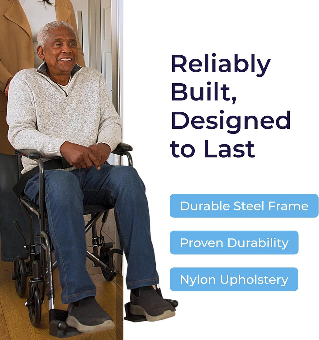 Folding Transport Wheelchair, Swing-Away Footrest, Silver