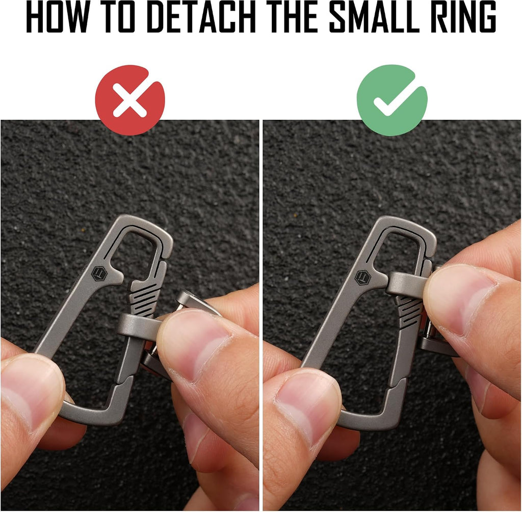 Titanium Carabiner Keychain Clip, Quick Release EDC Key Holder Organizer with Key Ring
