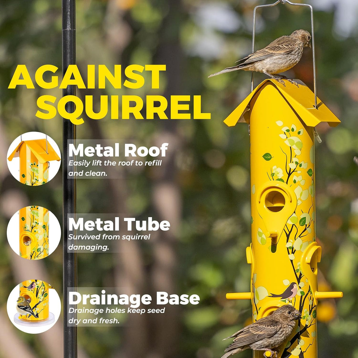Metal Bird Feeders for Outdoors Hanging, Tube Bird Feeder