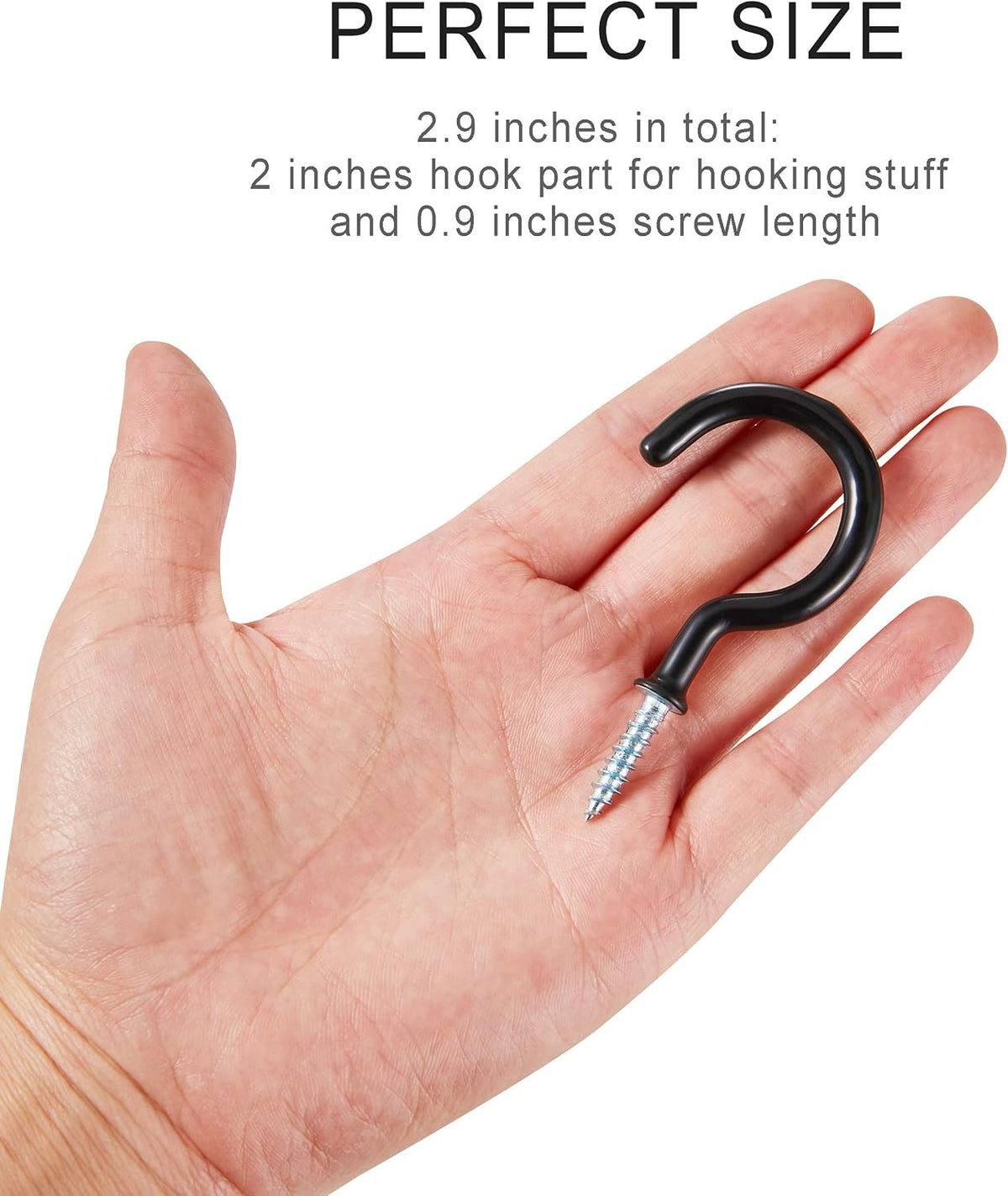 2 Inch Ceiling Hooks, Vinyl Coated Screw-in Cup Hook for Hanging Plants, Lights, Mugs - Heavy Duty Indoor Outdoor