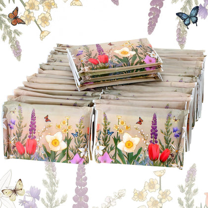 100 Pack Travel Tissues Pocket Size, 3 Ply, Retro Flower