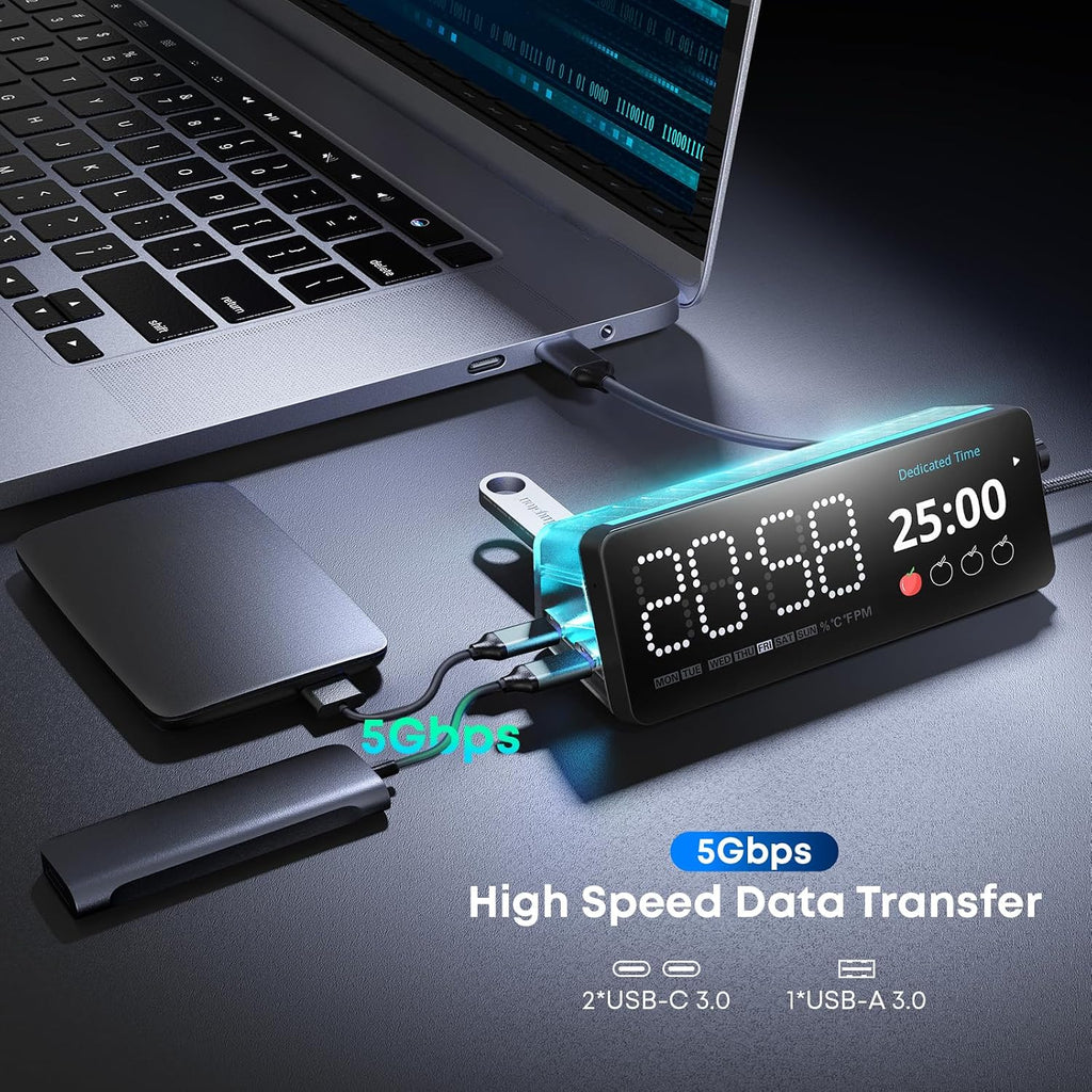 Laptop Docking Station, 7-in-1 USB C Docking Station with Screen, Multiple Built-in Apps, USB C Dock with HDMI