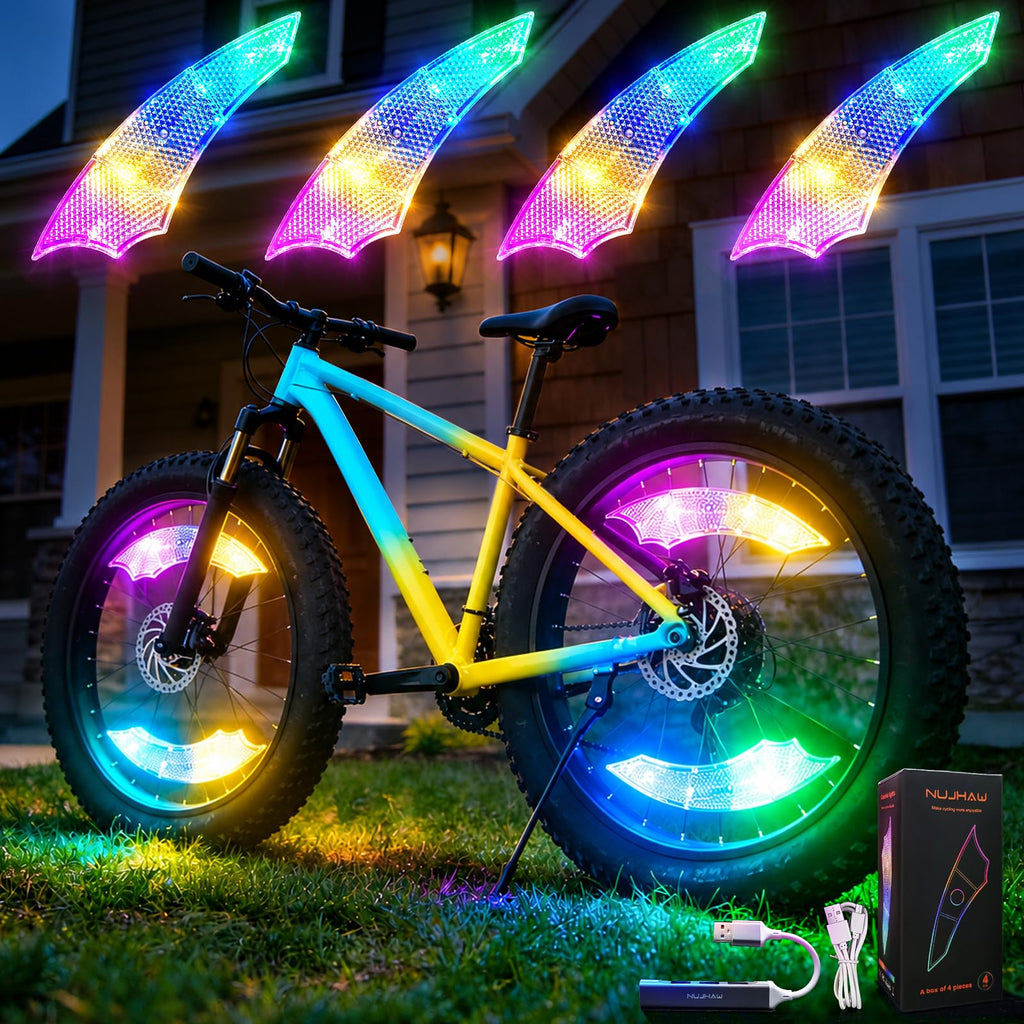 Bike Spoke Lights, USB Rechargeable, 4 Pack