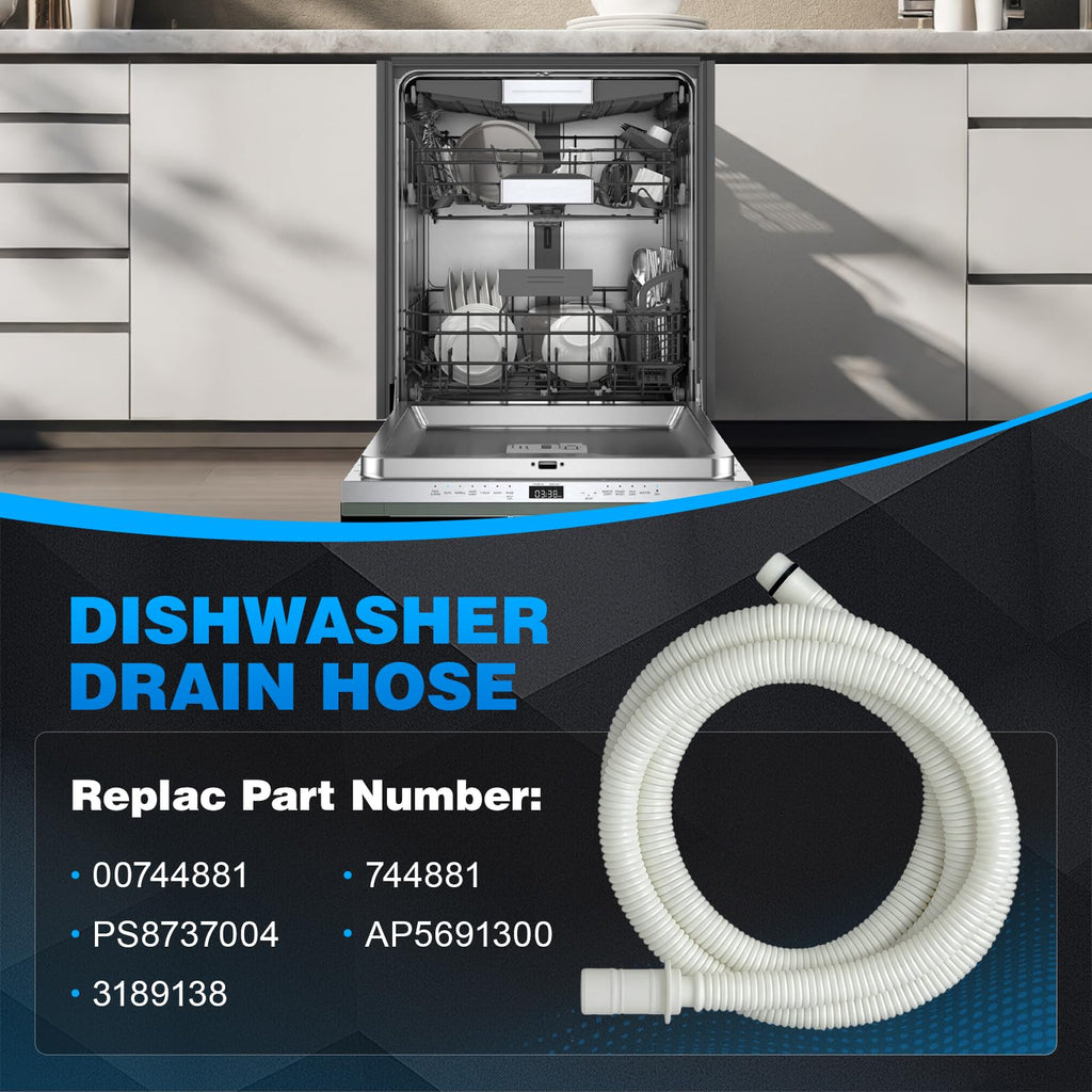 00744881 Dishwasher Drain Hose Replace PS8737004 3189138 AP5691300