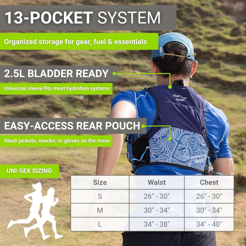 Tahoe Hydration Vest – Ultralight Running Vest for Men & Women – Includes Two 500ml Soft Flasks – Trail, Marathon