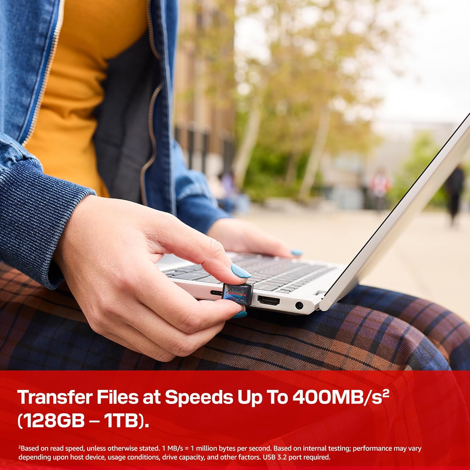 256GB Extreme Fit USB-C Flash Drive - Up to 400MB/s Read speeds, USB 3.2 Gen 1, USB Type-C - Plug-and-Stay Storage