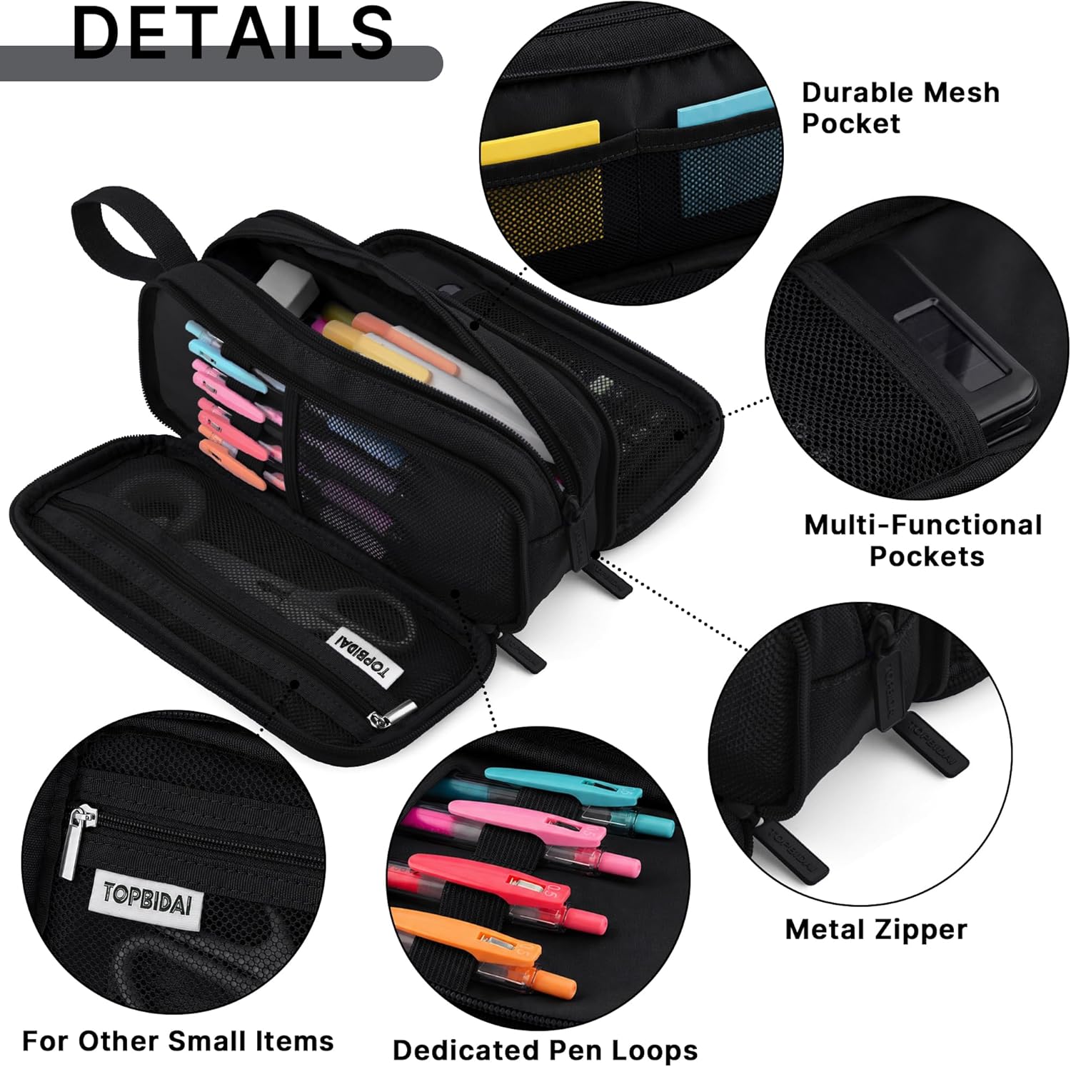Large Pencil Case Pouch for Girls Boy Women Men Adults | Big Capacity Canvas Pencil Bag, Office School Supplies