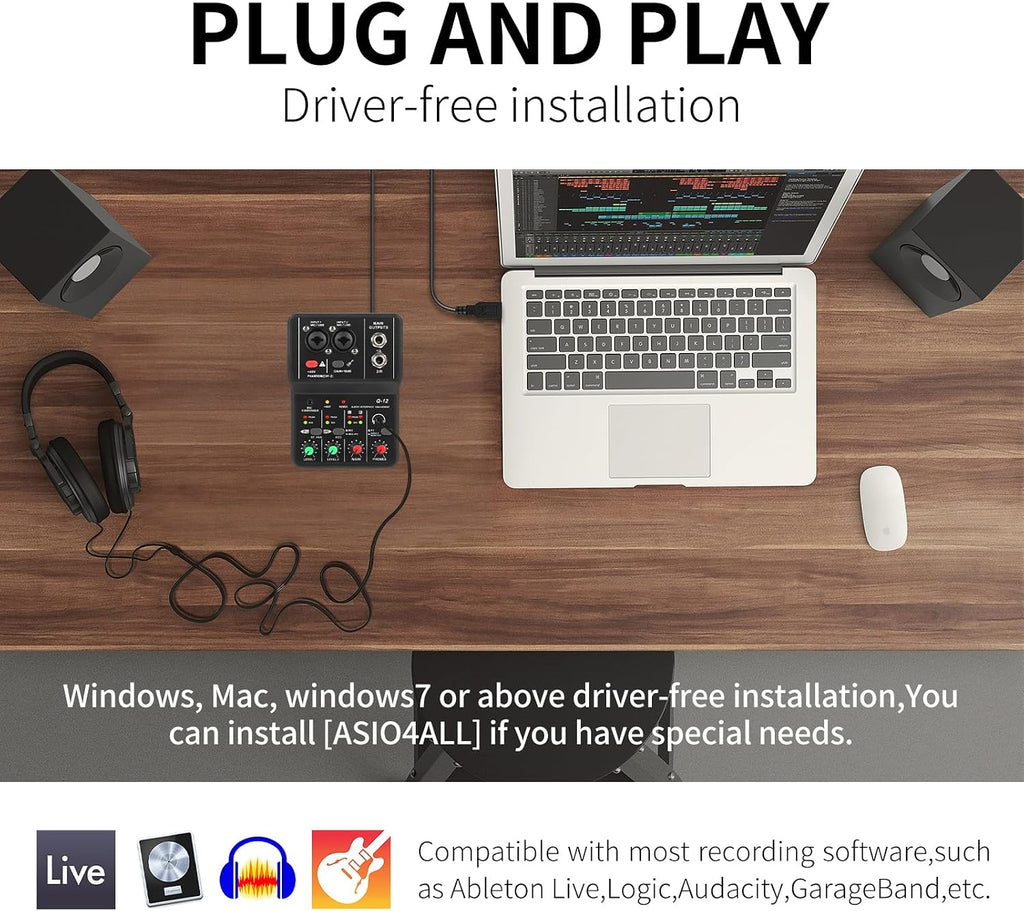 USB Audio Interface for PC,Interface for Recording Music Computer Recording Audio Interface XLR with 3.55m Microphone