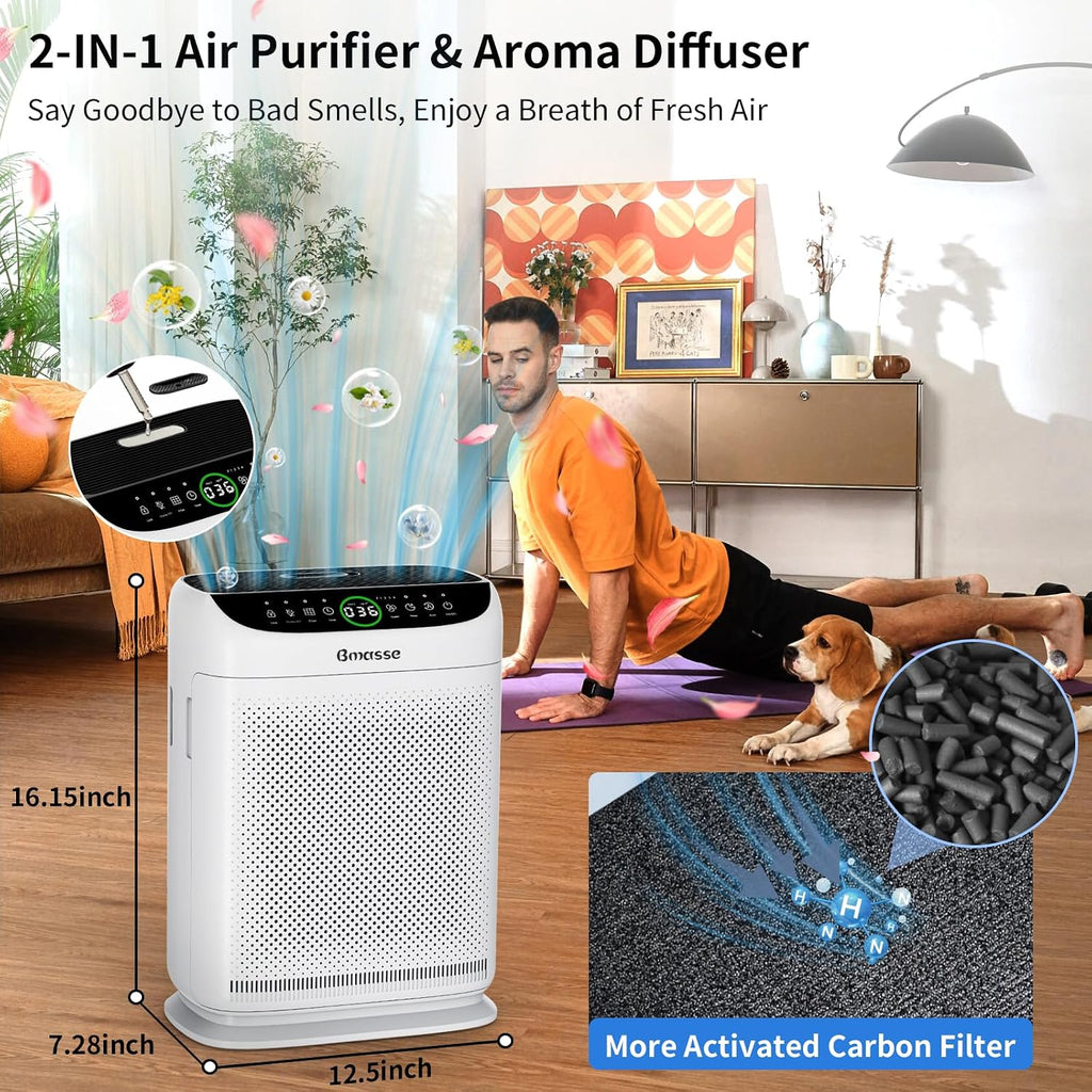 Air Purifiers for Home Pets Large Room Up to 3000 Ft²,HEPA Air Cleaner with Washable Double-Side Filter, PM2.5 Air