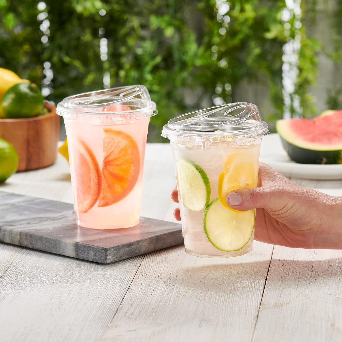 [100 Count] Crystal Clear Strawless PET Plastic Lids for 12, 16, 20 & 24 oz. Milkshake Cups - (Formerly Comfy Package)