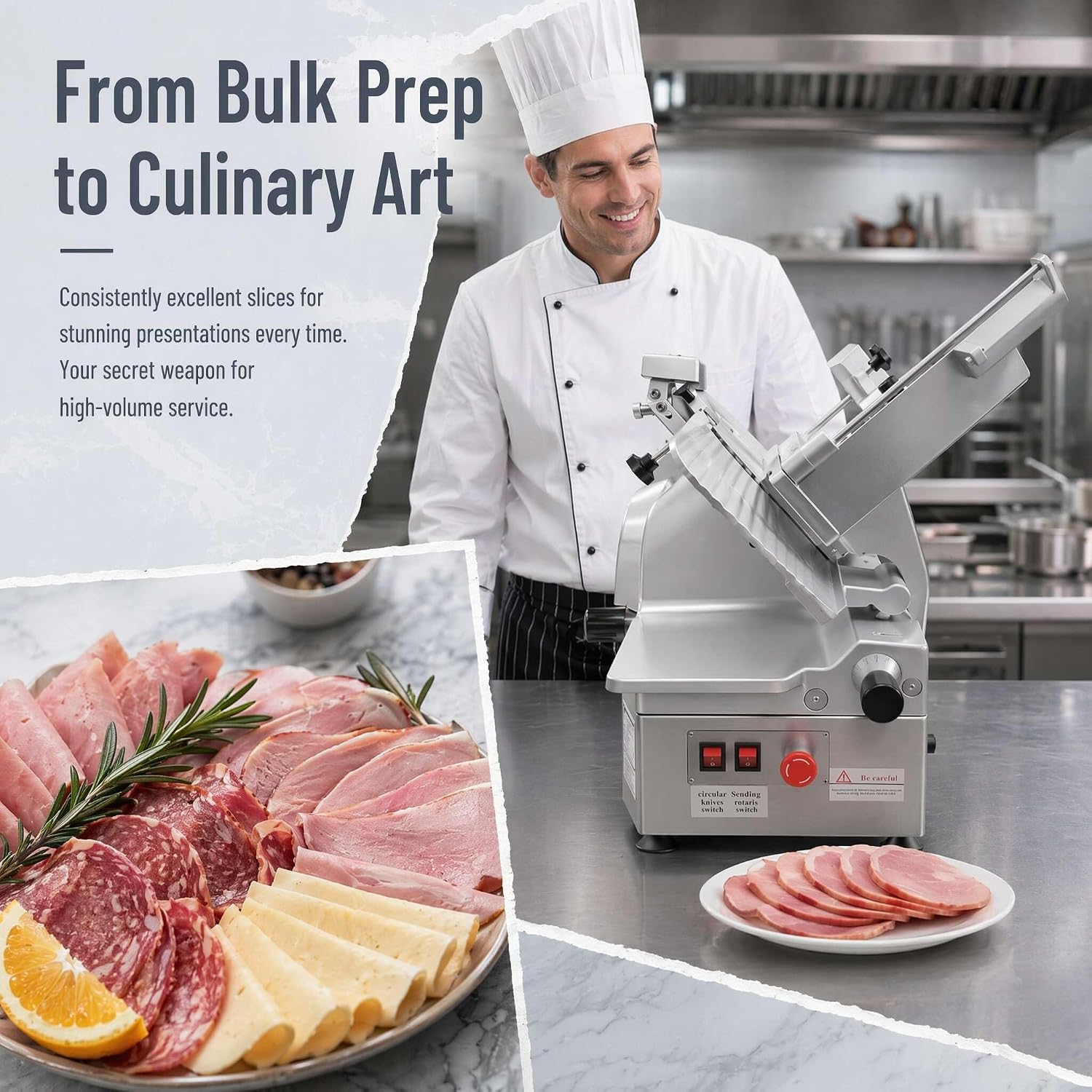 Commercial Meat Slicer, 550W Meat Slicer Machine for Home with 10" High-Hardness Carbon Steel Blade, 0-0.43"