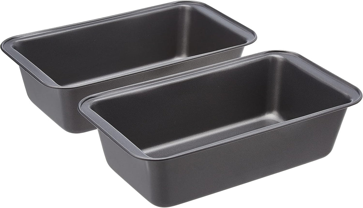 Rectangular Nonstick Bread Loaf Pan for Baking Meatloaf with Even Heat Distribution, 9.5 x 5 Inch, Gray, Set of 2