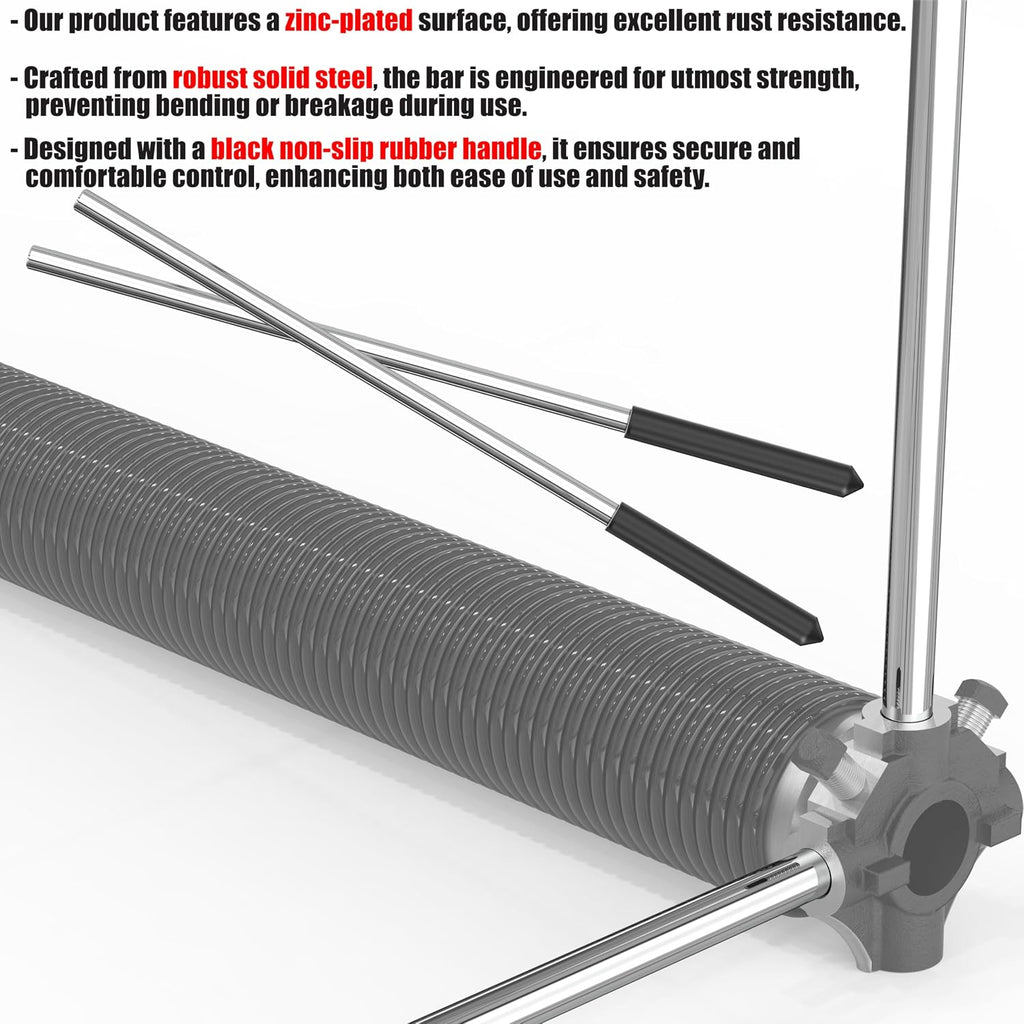2-Pack Garage Door Winding Bars & Standard Lift Cable Drums (1 Pair) - Fits Up to 12ft Doors