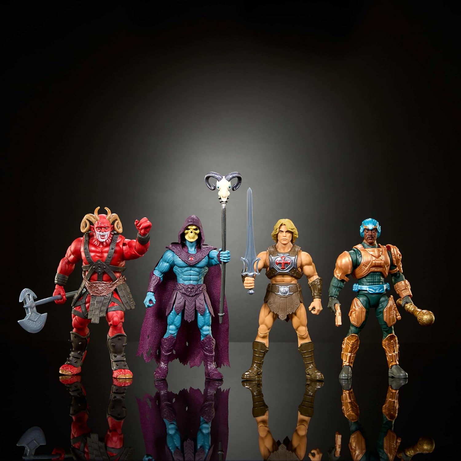 Action Figure Toy 4 Pack, He-Man, Skeletor, Man-at-Arms, and Exclusive Goat Man, 5.5 Inch 2026 Movie Accurate, 14