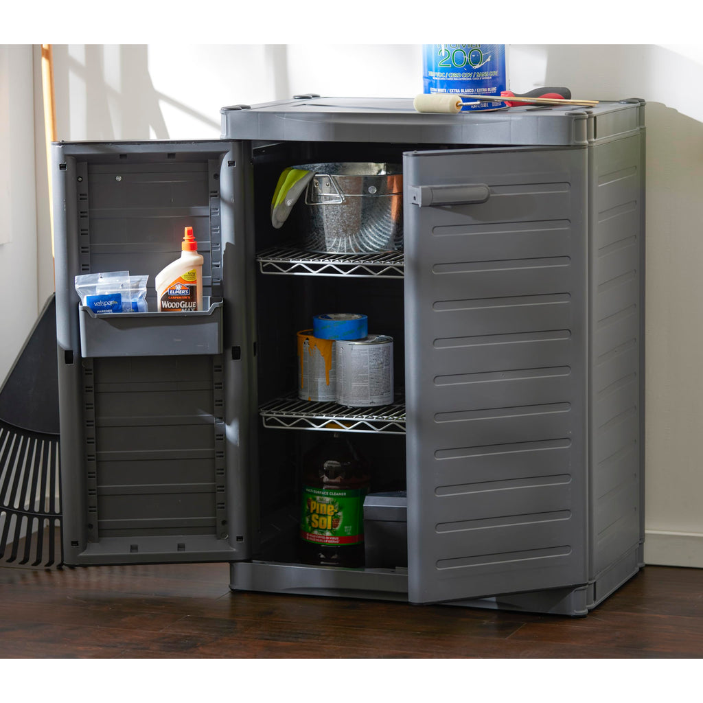 MaxIt 2-Shelf Lockable Utility Storage Base Cabinet, Gray