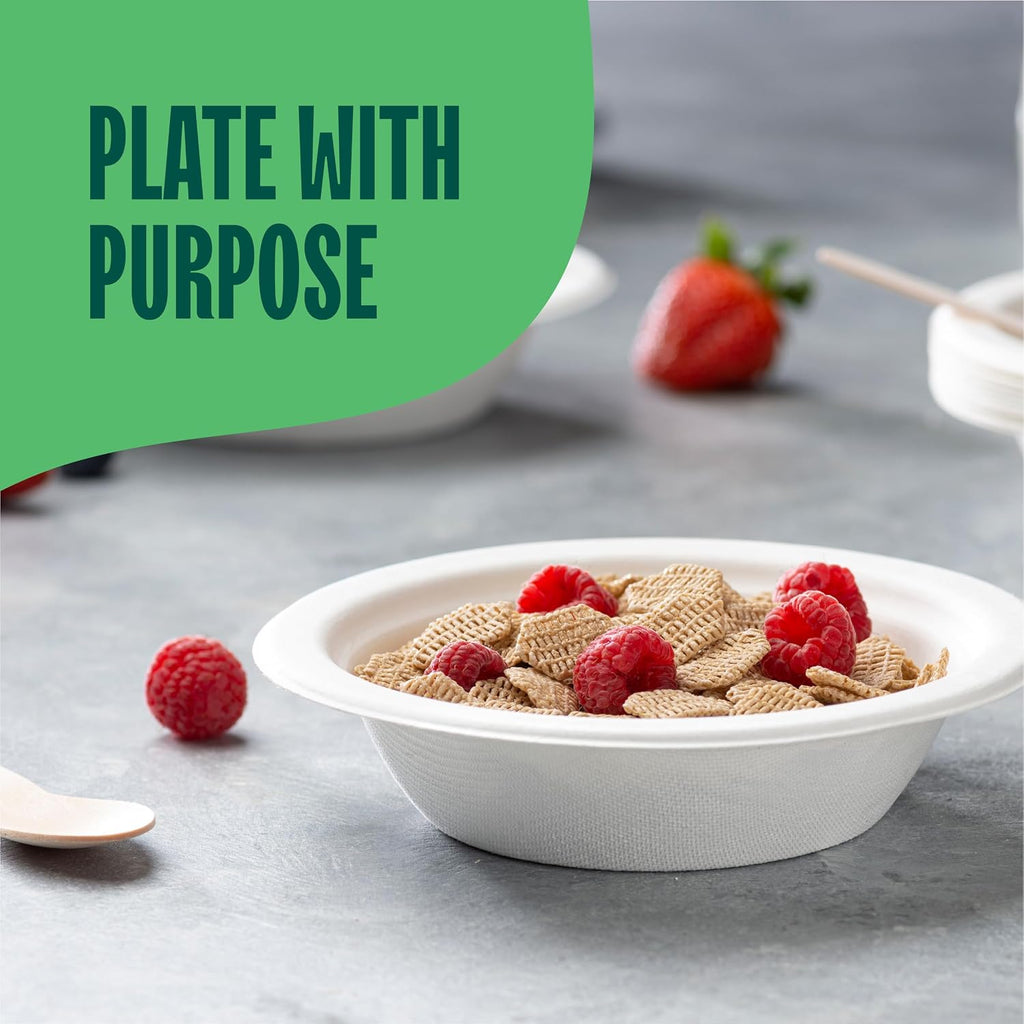 100% Compostable Paper Bowls - 12 oz [125-Pack] Heavy Duty Soup Bowls