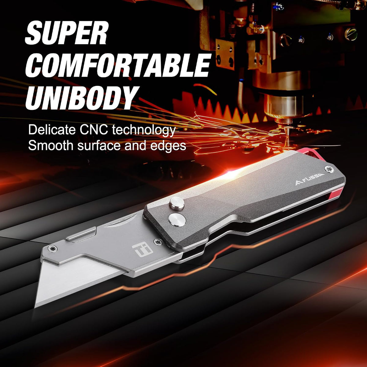 Advanced Titanium Utility Knife, CNC Unibody, Lightweight All Metal Folding Box Cutter, Quick Change Blade Razor