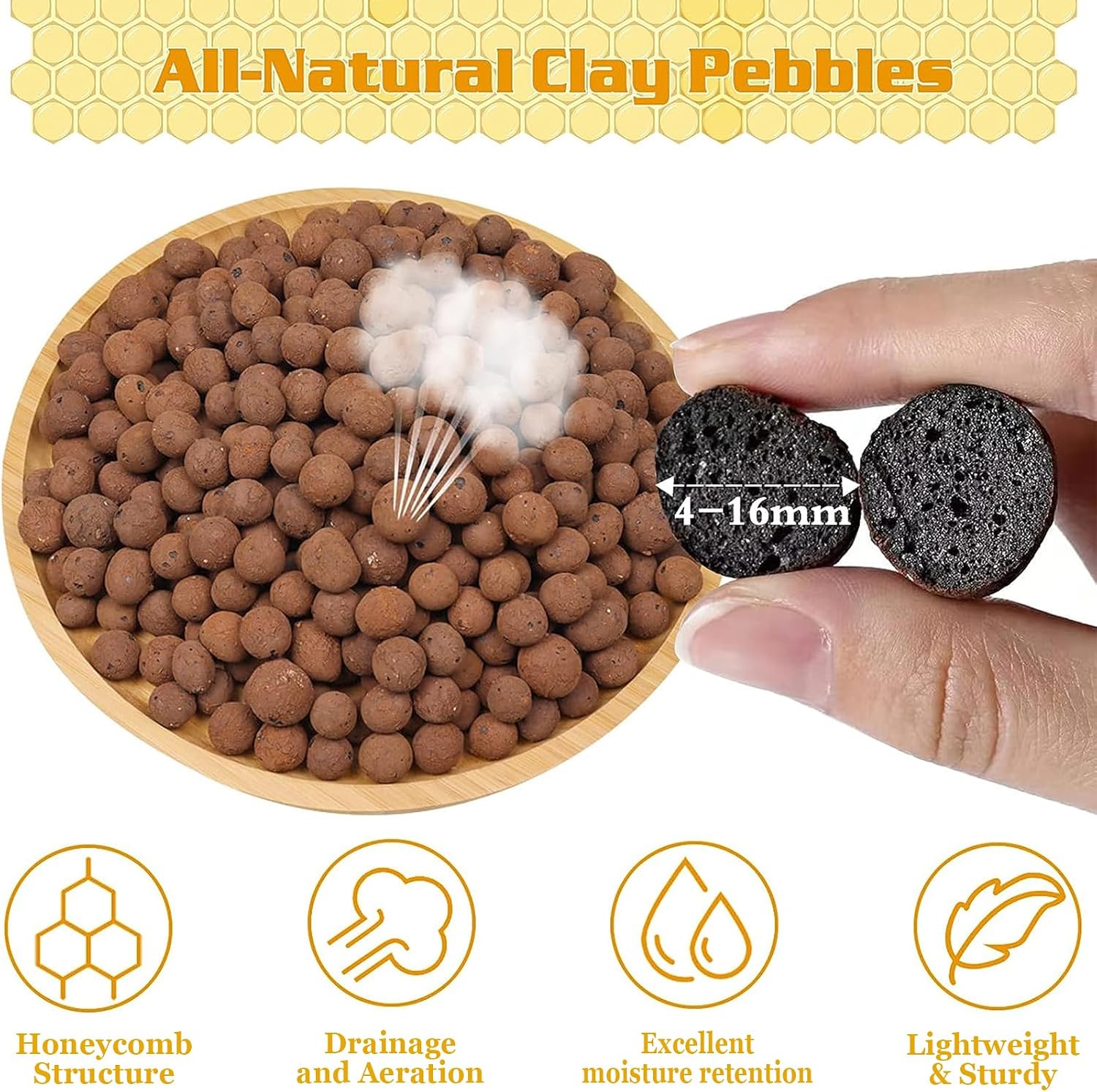 10LB Leca Clay Pebbles for Plants 4mm-16mm Clay Balls for Hydroponic | Drainage, Reusable, Aeration, Moisture