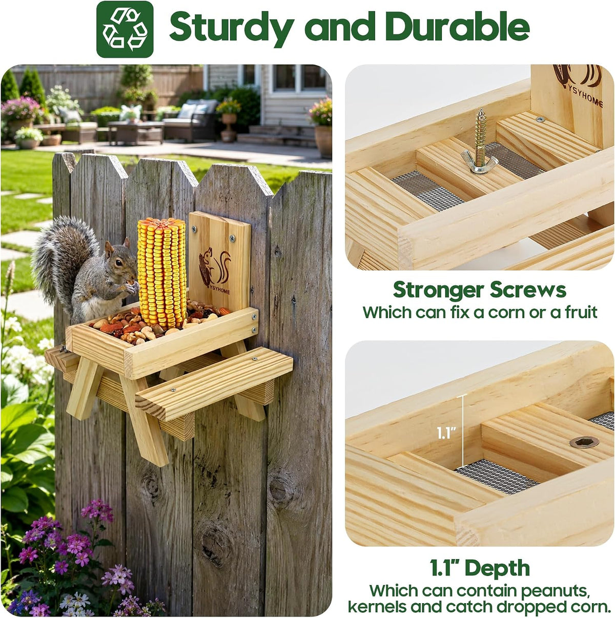 Squirrel Feeder for Outside,Funny Squirrel Picnic Table Feeder