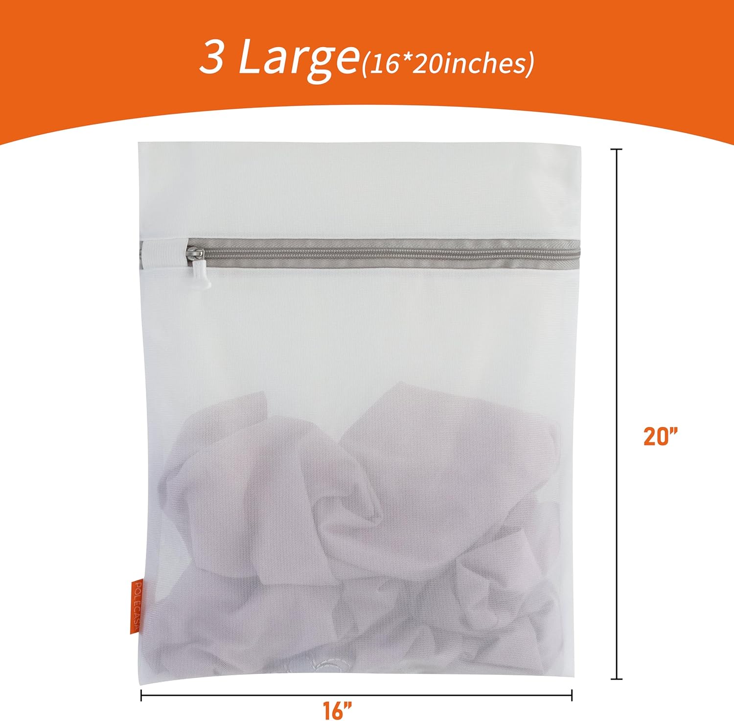 Mesh Laundry Bags 3 Pack (Large, 16 x 20") | Durable Zipper