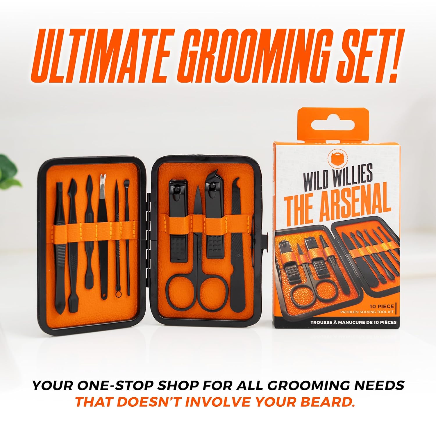 10-Piece Pedicure & Manicure Kit for Men & Women - Includes Nail Clippers, Scissors, Tweezers, Files - Compact Travel