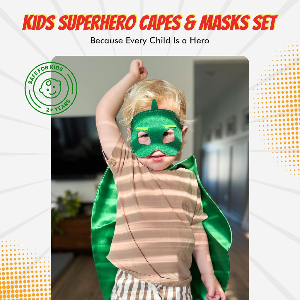 Superhero Capes and Masks for Kids - Satin Capes and Felt Masks for Boys