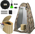 Portable Camping Toilet with Pop-Up Privacy Tent, 12-inch Toilet Seat, Outdoor Portable Folding Toilet Potty for