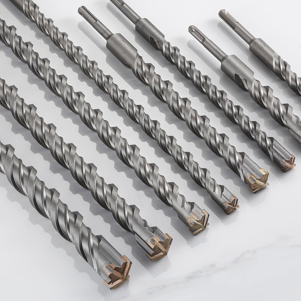 Wensilon 5pcs 5/32" X 8"-6" Cross-Type Double Thread Carbide Drill Bits for Concrete, Brick, Stone, Hammer Drill