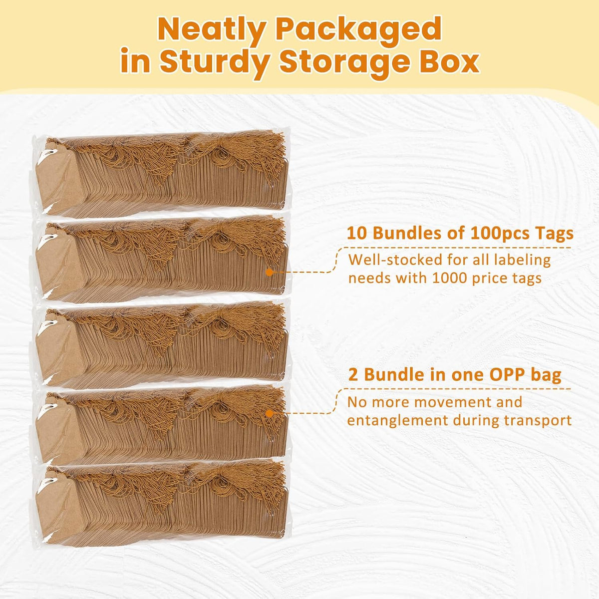 1.75x1.1 Inches Brown Price Tags with String 1000 Pack