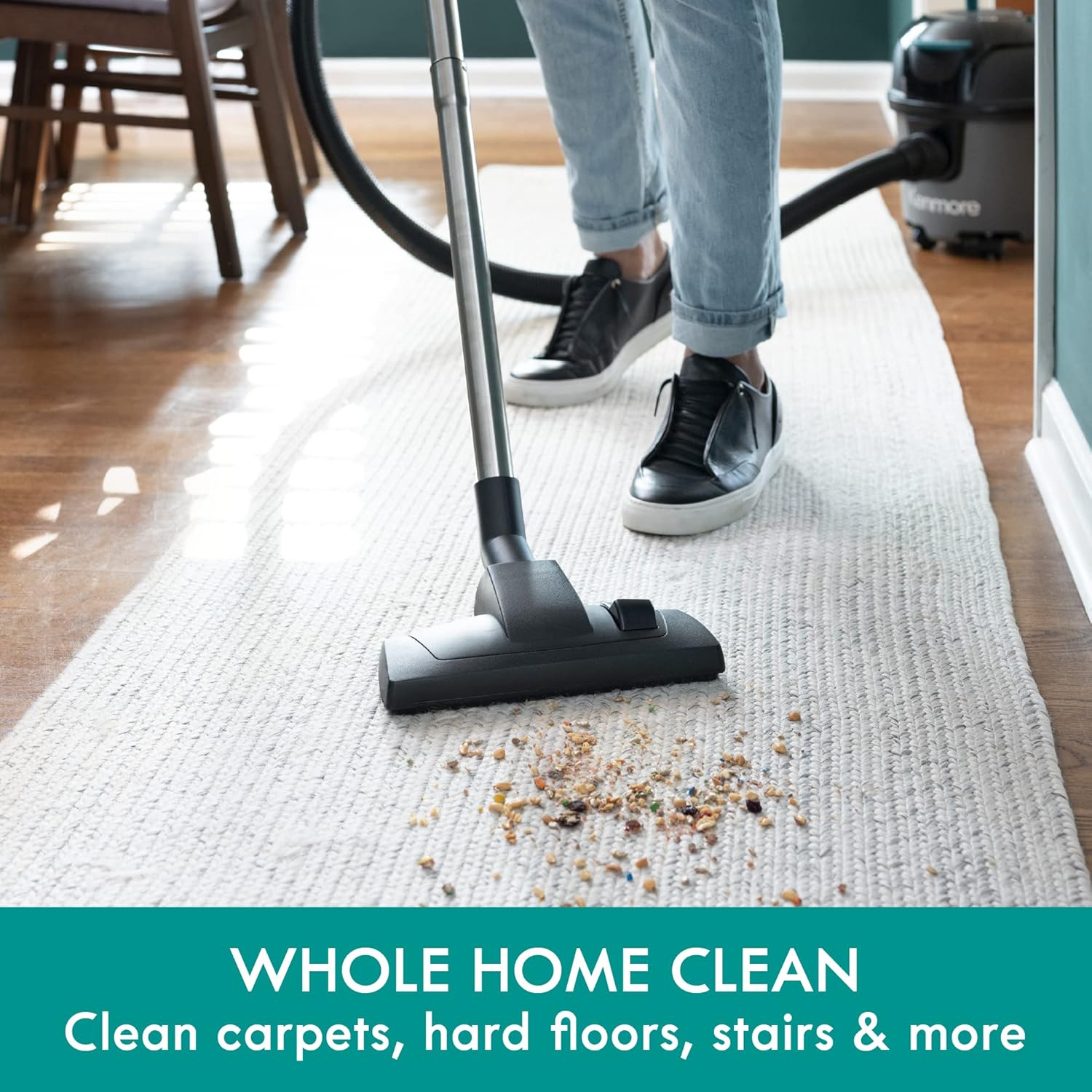 KW3010 Bagged Canister Vacuum 3 Gallon Lightweight | High Efficient, 3 Cleaning Tools, Washable Filter, Hard Floor