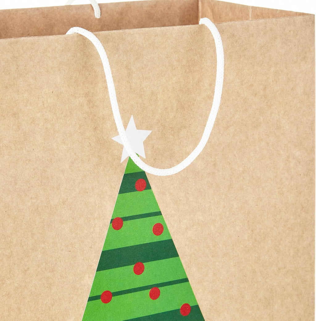 Christmas Gift Bags, Assorted 8-Pack (Kraft, Santa, Lights, Tree)