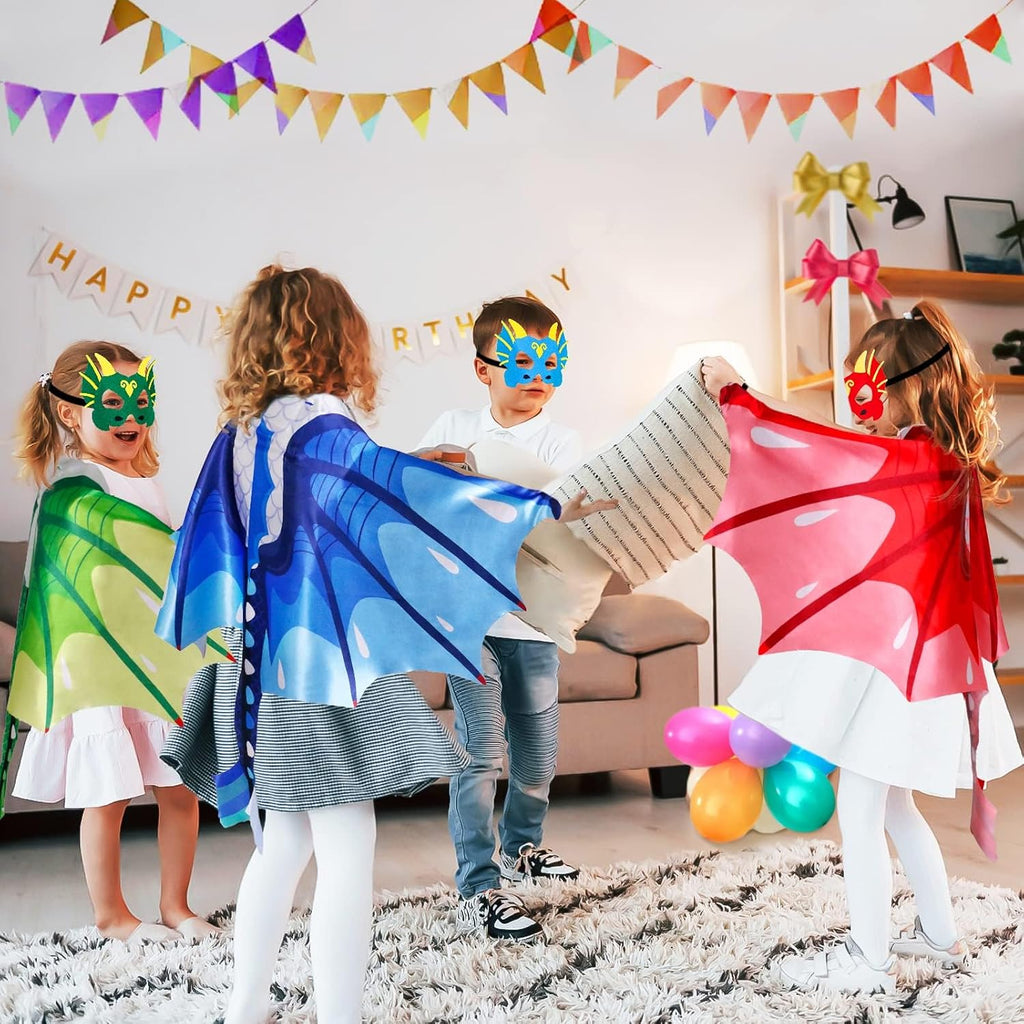 Dragon Wings Costume for Kids Dinosaur-Masks as Party Favors Toddler Dress-Up Clothes Dramatic Play Birthday Gifts