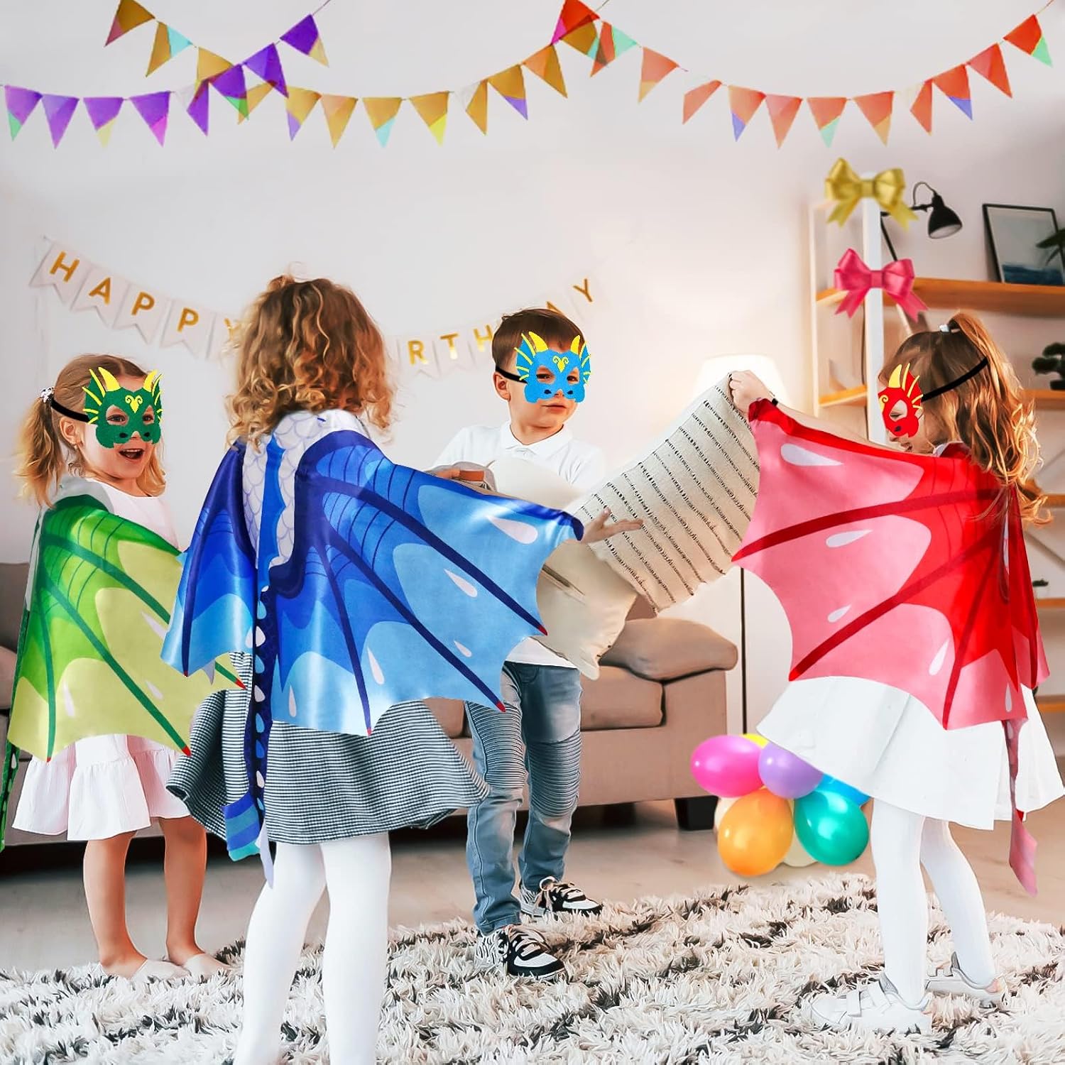 Dragon Wings Costume for Kids Dinosaur-Masks as Party Favors Toddler Dress-Up Clothes Dramatic Play Birthday Gifts