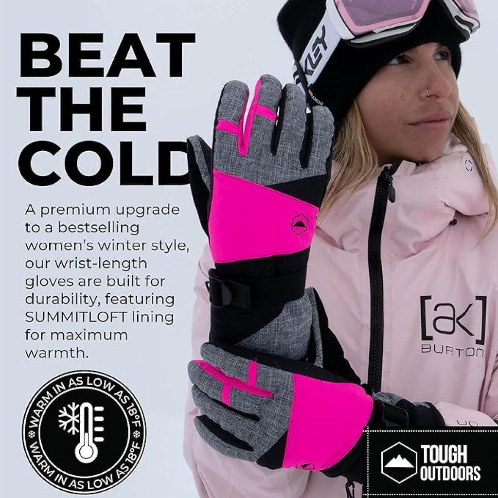 Women's Waterproof Ski Gloves - Adult Snowboarding Gloves